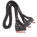 Black 10+14 Pin to 24 Pin Module Cable AX1500i AX1200i Mesh Wire Suitable for Corsair