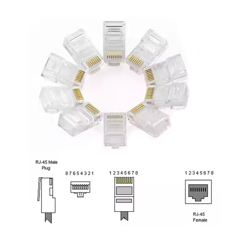 Разъем RJ45 Cat6 с кристаллическим корпусом, неэкранированный, модульный штекер 8p8c, разъем UTP Cat 6 RJ45. 