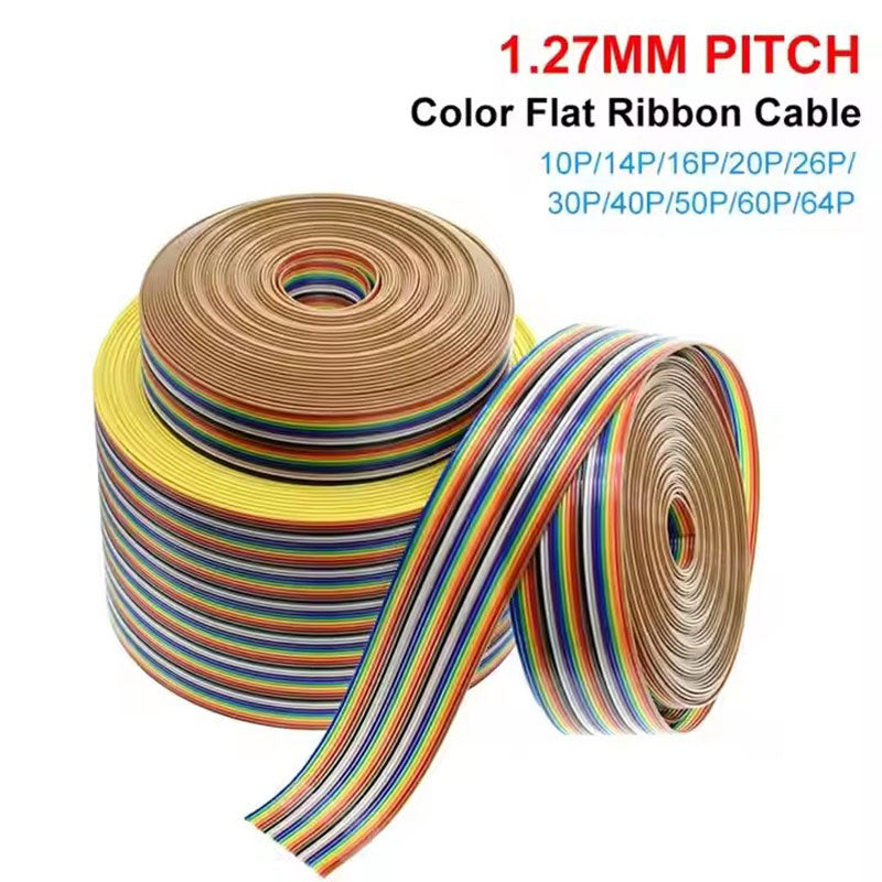 Custom UL2651 28AWG 1.27mm Pitch Flat Ribbon Cable Rainbow Wire Harness