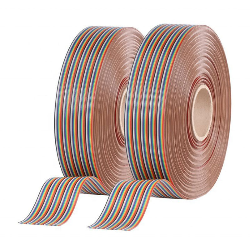 Custom UL2651 28AWG 1.27mm Pitch Flat Ribbon Cable Rainbow Wire Harness