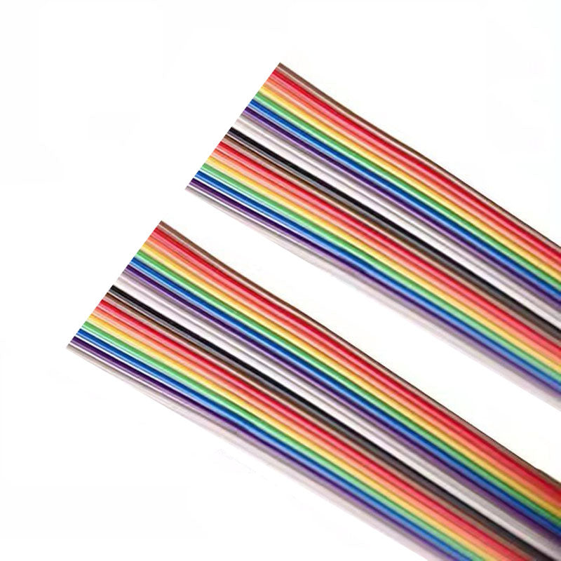 Custom UL2651 28AWG 1.27mm Pitch Flat Ribbon Cable Rainbow Wire Harness