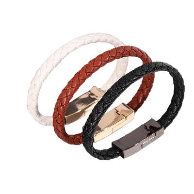 Data cable bracelet Micro usb cable fast mobile phone charging woven leather bracelet usb cable
