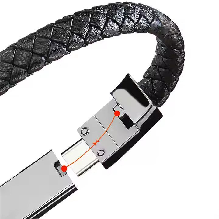 Data cable bracelet Micro usb cable fast mobile phone charging woven leather bracelet usb cable
