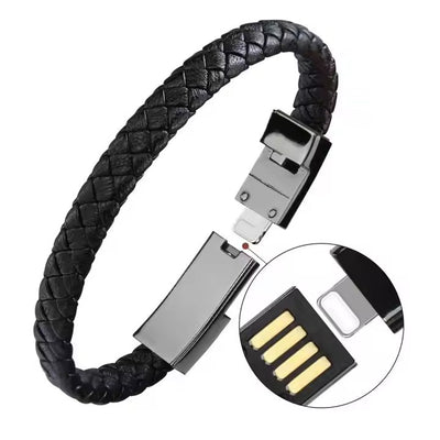 Data cable bracelet Micro usb cable fast mobile phone charging woven leather bracelet usb cable