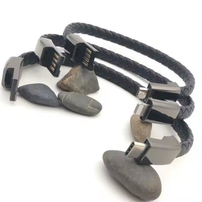 Data cable bracelet Micro usb cable fast mobile phone charging woven leather bracelet usb cable