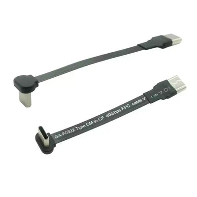 Плоский прямой USB A штекер — USB C штекер под углом 90 градусов. Тонкий, плоский, мягкий, гибкий зарядный кабель FPC.