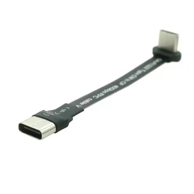 Плоский прямой USB A штекер — USB C штекер под углом 90 градусов. Тонкий, плоский, мягкий, гибкий зарядный кабель FPC.