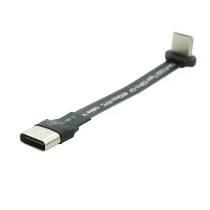 Flat Straight USB A Male to 90 Degree USB C Male Thin Flat Soft Flexible FPC Charging Cable