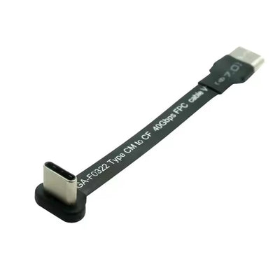 Плоский прямой USB A штекер — USB C штекер под углом 90 градусов. Тонкий, плоский, мягкий, гибкий зарядный кабель FPC.