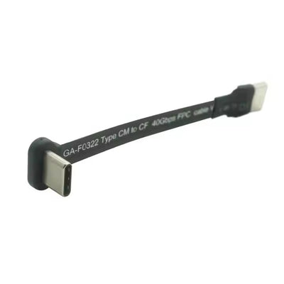 Плоский прямой USB A штекер — USB C штекер под углом 90 градусов. Тонкий, плоский, мягкий, гибкий зарядный кабель FPC.