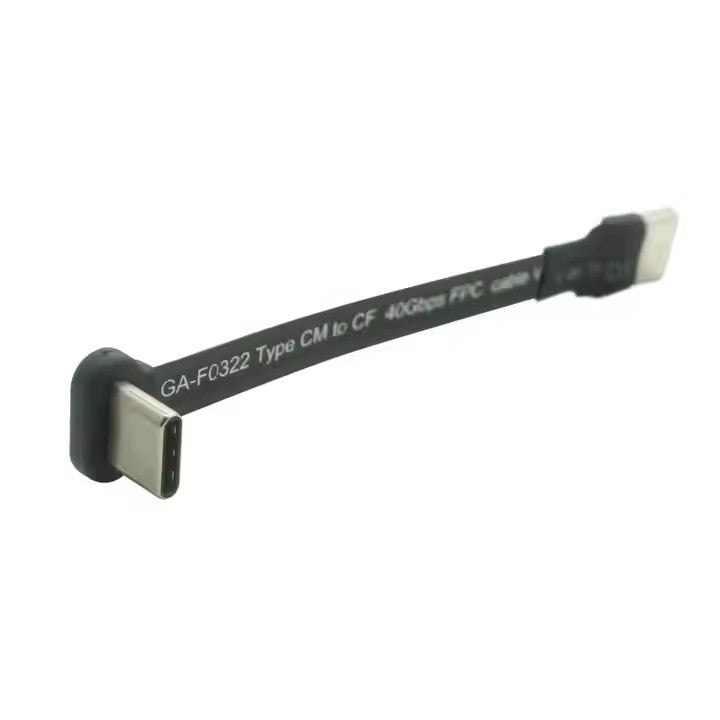 Flat Straight USB A Male to 90 Degree USB C Male Thin Flat Soft Flexible FPC Charging Cable