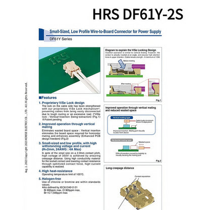 HRS DF61 Y-2S-2.2C Terminal Wire 2.2mm Pitch Electrical Wiring Harnesses Cable Assembly