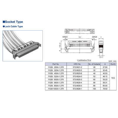 68Pin FX2B-68SA-1.27R Connector IDC Ribbon Wire