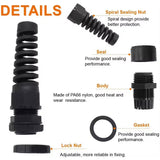 PG7 PG9 PG11 IP68 Waterproof Nylon Cable Joints Strain Relief Flex Spiral Cable Glands