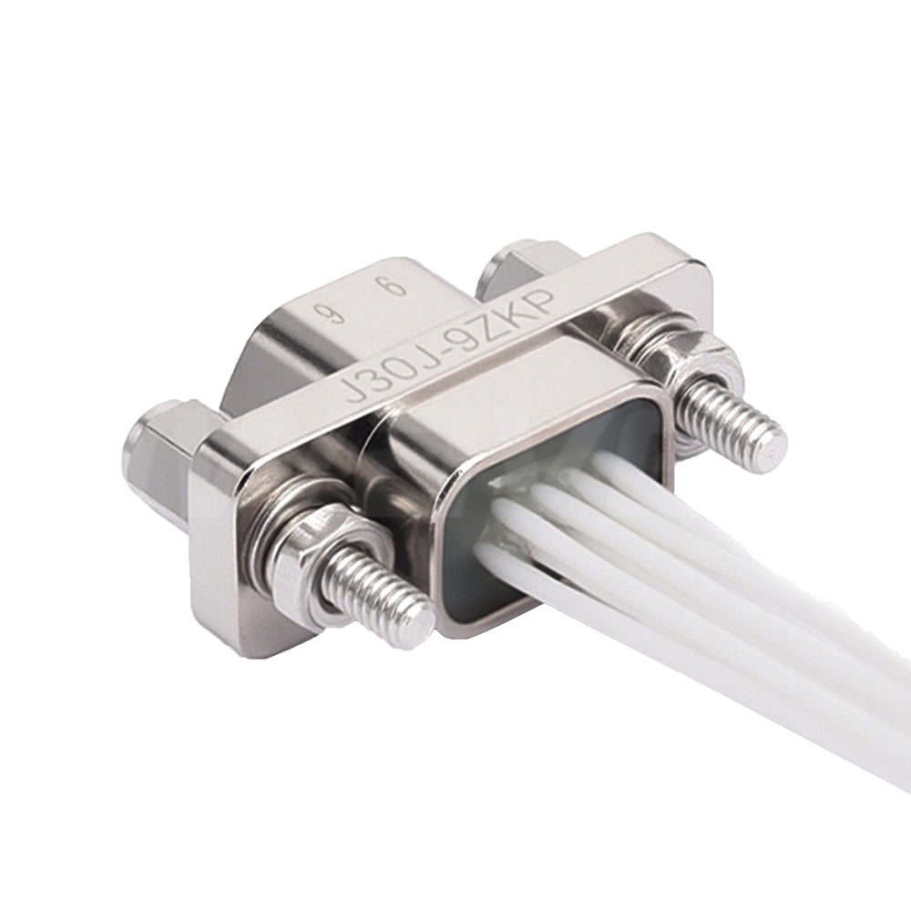 J30J Series 9 Core Miniature Rectangular Connector with AFR-250 High Temperature Cable
