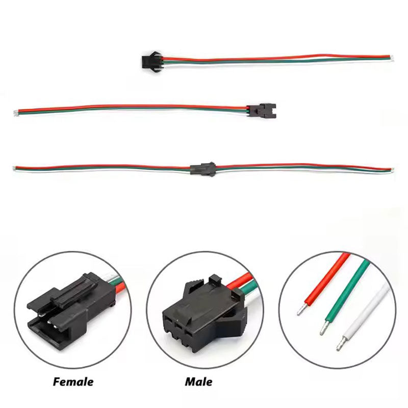 Jst SM 3-pin LED lamp male and female plug crimp terminal connector wiring harness