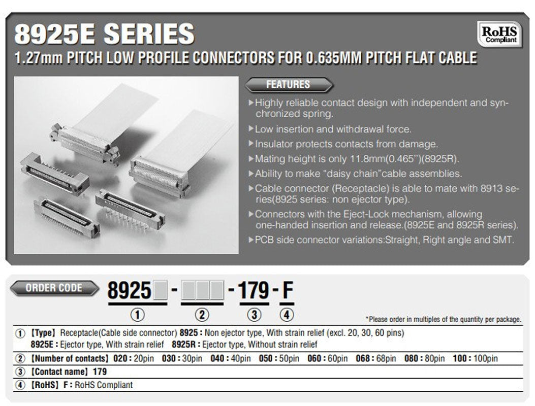 Kel-8925e-050-179-F IDC Socket Connector