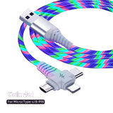 LED mobile cable streamer multifunctional 3 in 1 data cable creative multicolor luminous charger cable