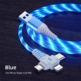 LED mobile cable streamer multifunctional 3 in 1 data cable creative multicolor luminous charger cable