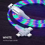 LED mobile cable streamer multifunctional 3 in 1 data cable creative multicolor luminous charger cable