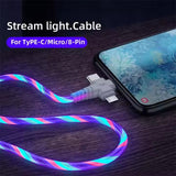 LED mobile cable streamer multifunctional 3 in 1 data cable creative multicolor luminous charger cable