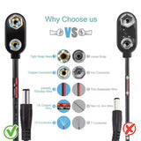 Low voltage copper rechargeable battery snaps to DC male 2.1 5.5mm converter power adapter cable