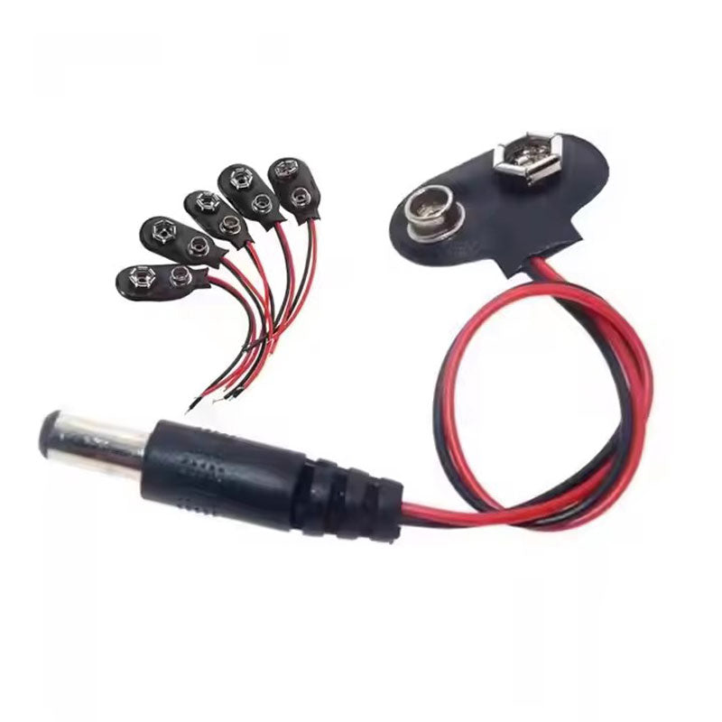 Low voltage copper rechargeable battery snaps to DC male 2.1 5.5mm converter power adapter cable