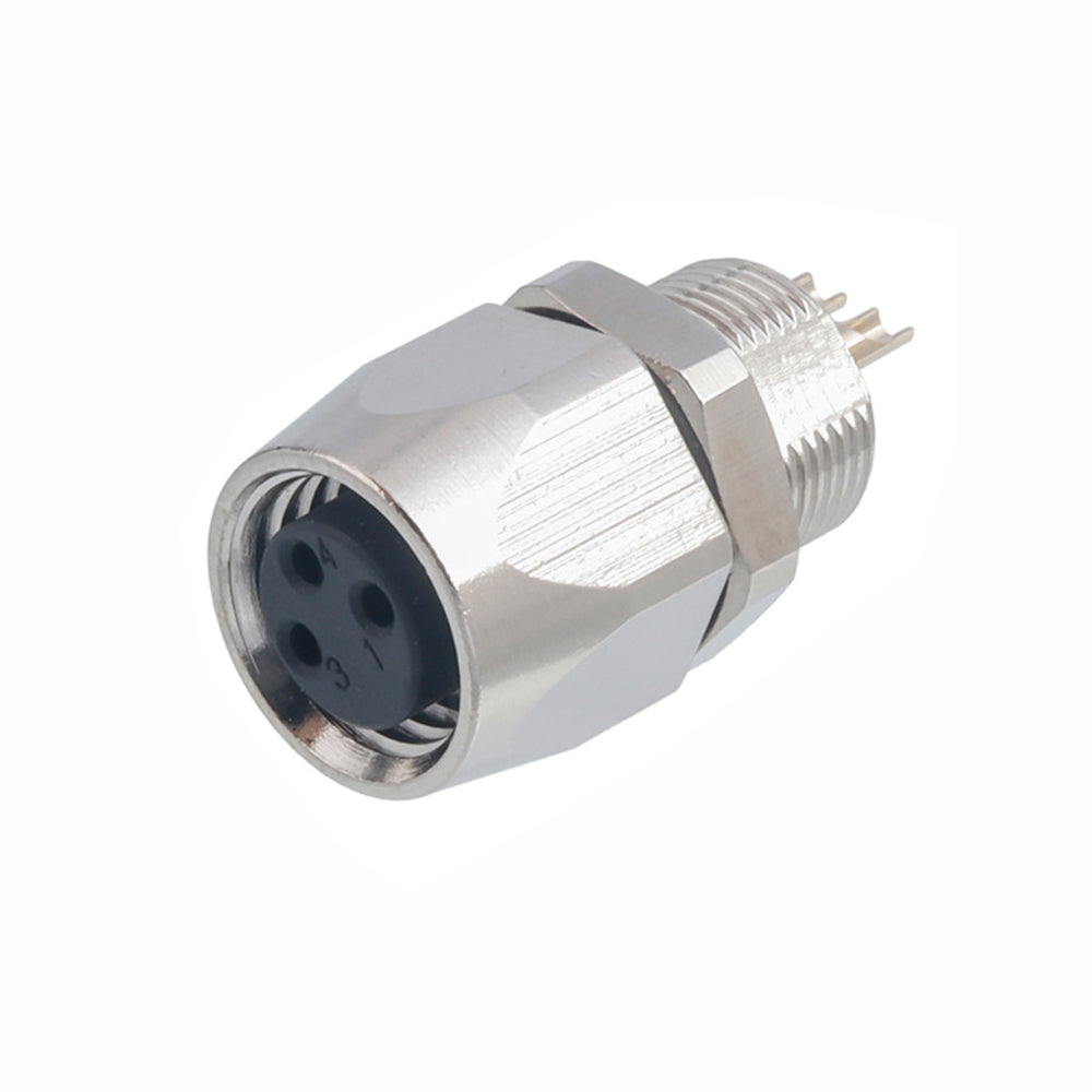 M8 Aviation Plug Brass Socket Screw IP67 Waterproof Metal Panel Mount Connector