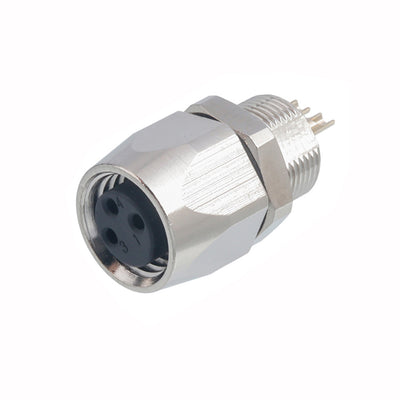 M8 Aviation Plug Brass Socket Screw IP67 Waterproof Metal Panel Mount Connector