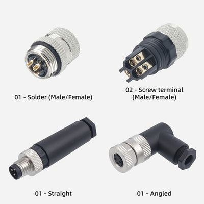 M8 Waterproof Connector 90 Degree Solder Type Sensor Wire Printing Machines Plastic Aviation Plug