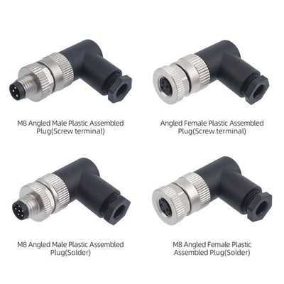 M8 Waterproof Connector 90 Degree Solder Type Sensor Wire Printing Machines Plastic Aviation Plug