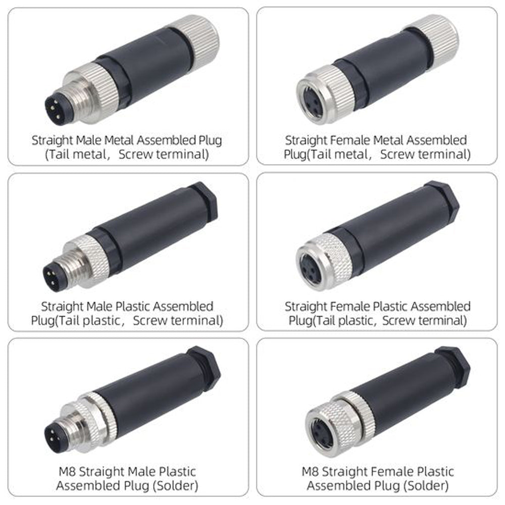 M8 Waterproof Connector 90 Degree Solder Type Sensor Wire Printing Machines Plastic Aviation Plug