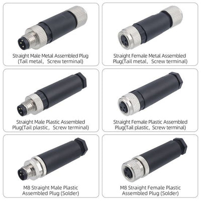 M8 Waterproof Connector 90 Degree Solder Type Sensor Wire Printing Machines Plastic Aviation Plug