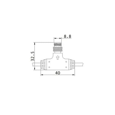 M8 T Type Waterproof Connector  2 3 4 5 6 7 8 Pin LED Light Strip Waterproof Connector Wire Harness