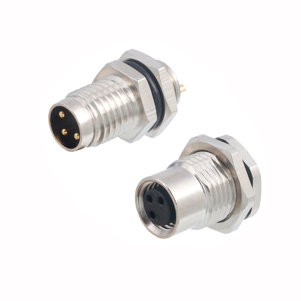 M8 Aviation Plug Brass Socket Screw IP67 Waterproof Metal Panel Mount Connector