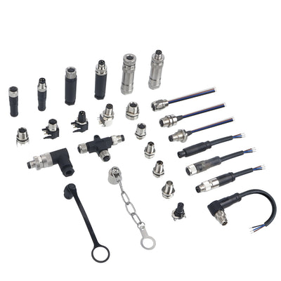 M8 Aviation Plug Brass Socket Screw IP67 Waterproof Metal Panel Mount Connector