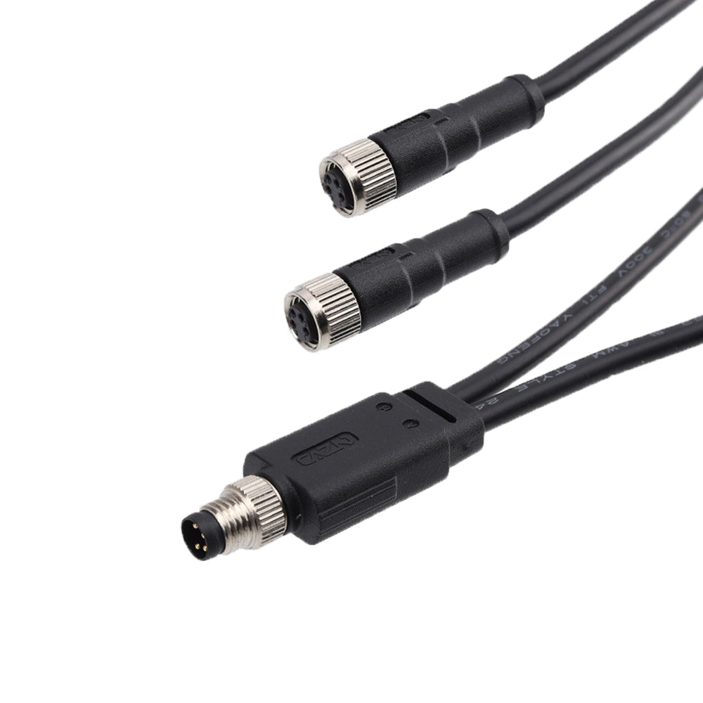 M8 Waterproof Connector Male and Female Adapter Splitter 1 to 2 PVC Ca ...