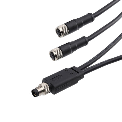 M8 Waterproof Connector Male and Female Adapter Splitter 1 to 2 PVC Cable