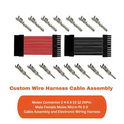 Кабельные сборки Molex Micro-Fit с шагом контактов 3,0 мм, 2-24 контакта, штекер-гнездо 