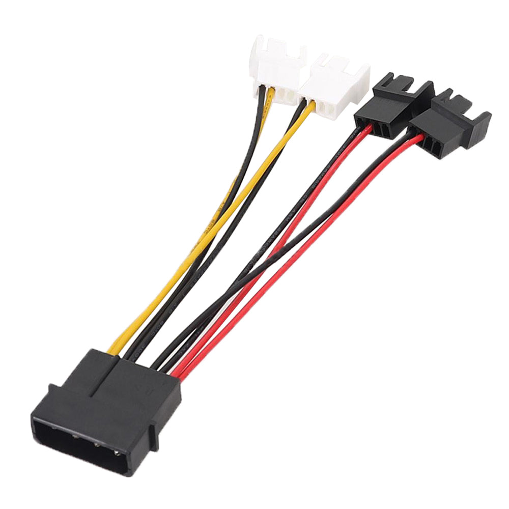 Large 4Pin Molex to 3/4Pin PC Fan Hub Cable with 5V/12V 2-Speed Control