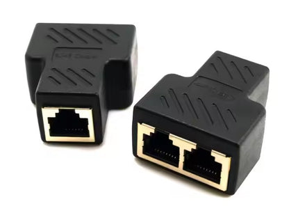 Network Splitter Double Adapter 1 to 2 Dual Female CAT6 RJ45 Splitter Internet Adapter Plug Connector