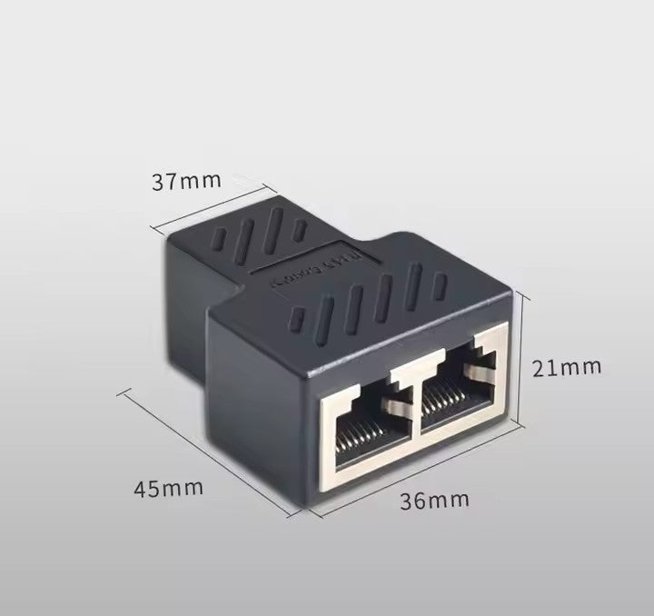 Network Splitter Double Adapter 1 to 2 Dual Female CAT6 RJ45 Splitter Internet Adapter Plug Connector