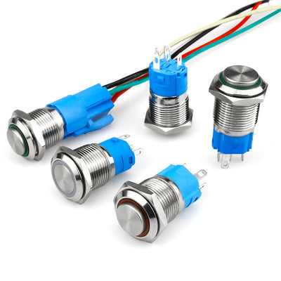 12MM 16MM 19MM 22MM 25MM  30MM LED Light 5A Waterproof Metal Push Button Switch And IP67