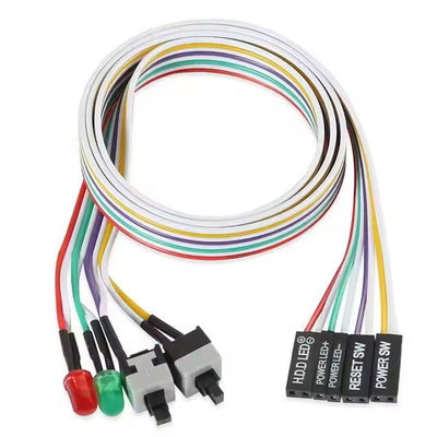 PC chassis computer motherboard HDD reset ATX switch to turn on and off the power cable with LED light