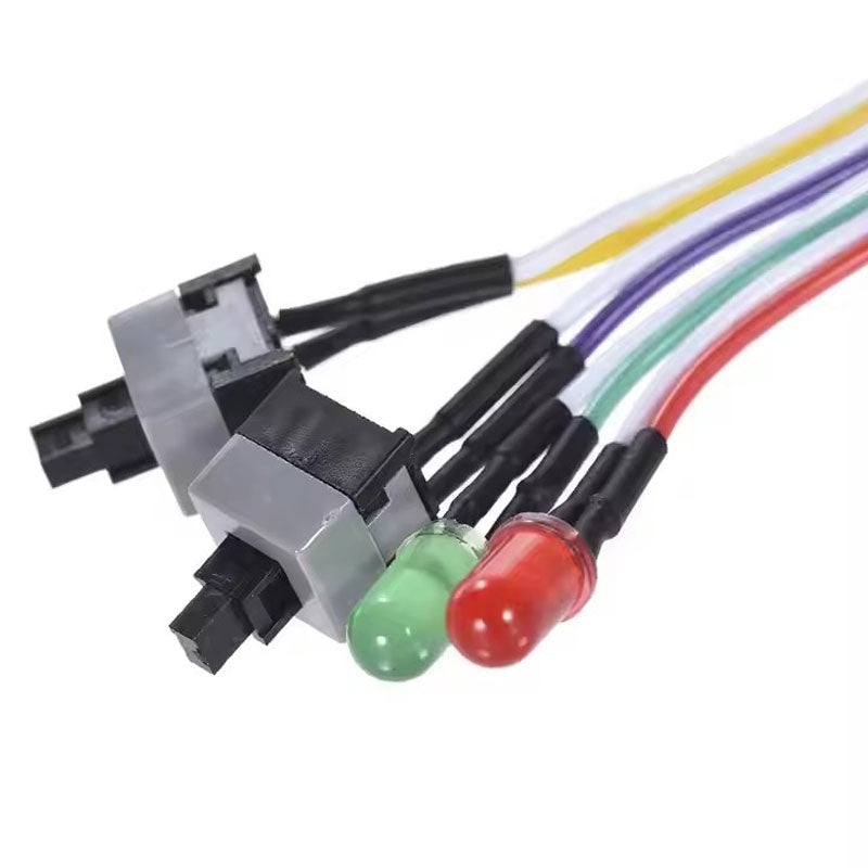 PC chassis computer motherboard HDD reset ATX switch to turn on and off the power cable with LED light