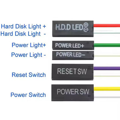 PC chassis computer motherboard HDD reset ATX switch to turn on and off the power cable with LED light