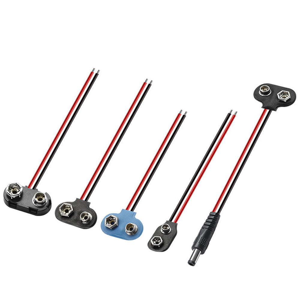 PHR-2 9V Battery Buckle With Cable 6F22 Blue Soft Leather Power Bank Battery Connection Wire