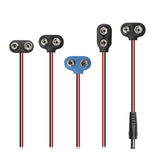 PHR-2 9V Battery Buckle With Cable 6F22 Blue Soft Leather Power Bank Battery Connection Wire