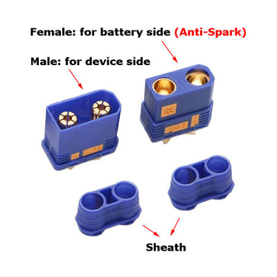 QS8-S Anti-Spark High Current Connector Black Blue Gold Plated Terminal for RC Lithium Battery Drone Robot
