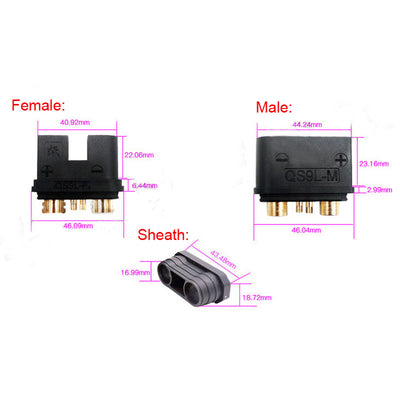 QS9 Male Female Plug Connector Antispark Gold-Plated Terminal Heavy Duty Current 180A to 240A Lithium Battery Adapter Banana Head